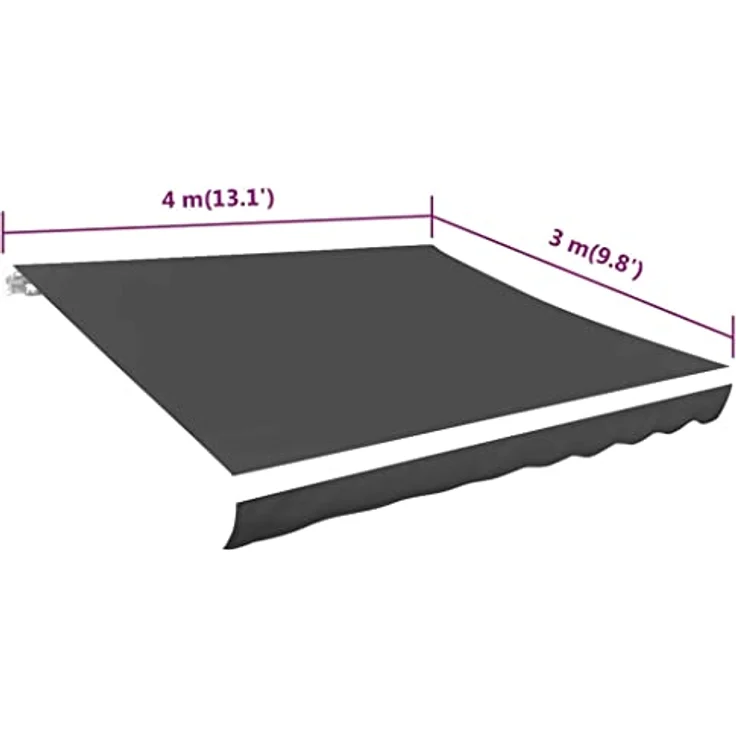 DELUKE® Markisenbespannung Markisenstoff Wasserabweisend Reißfest | Anthrazit, für 400x300cm Rahmen | Markise mit Volant Markisen Ersatzstoff – Bild 2