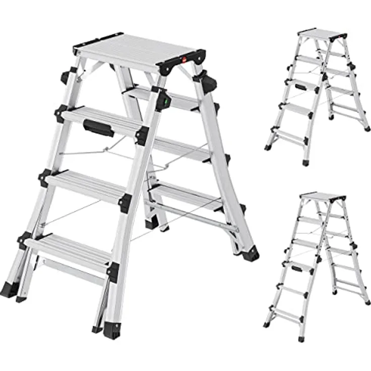 Hailo D100 TL Topline Teleskopleiter - ausziehbar, klappbar, Aluminium, bis 6 Stufen, max. 1,31 m, 8,9 kg