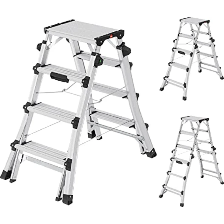 Hailo D100 TL Topline Teleskopleiter - ausziehbar, klappbar, Aluminium, bis 6 Stufen, max. 1,31 m, 8,9 kg – Bild 1