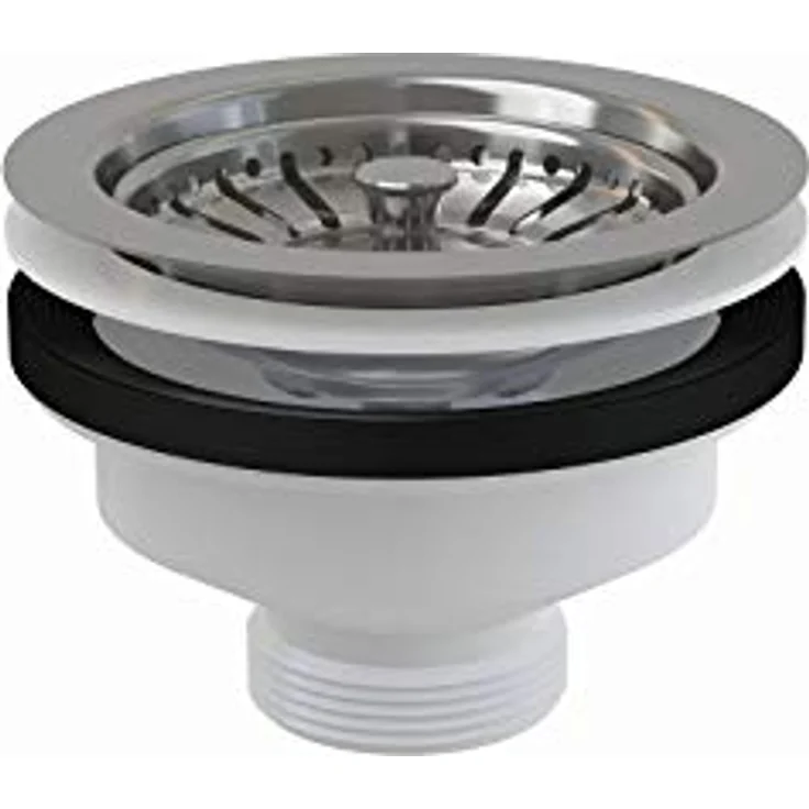 Alcadrain Ablaufventil für Spülbecken 6/4" mit Edelstahlgitter DN115, Anschluss für Ø 90 mm Abfluss, wahlweise mit oder ohne Überlauf – Bild 1