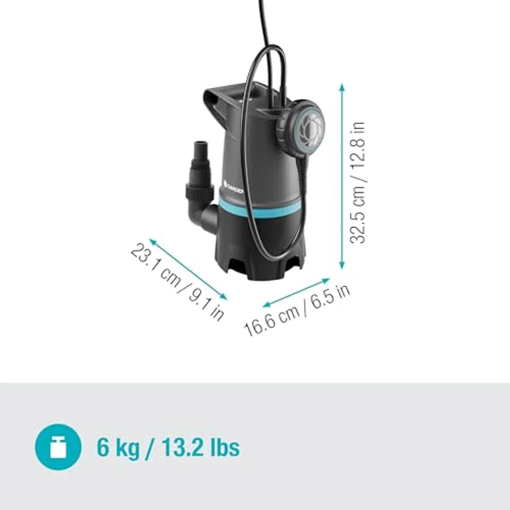 Gardena 2in1 Schmutzwasser-Tauchpumpe 20000 BASIC, 20.000 l/h, mit Schwimmschalter, Edelstahl-Pumpenwelle – Bild 3