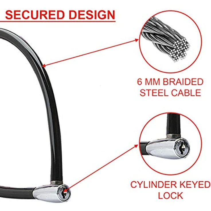 MASTER LOCK Fahrradschloss Kabelschloss [Schlüssel] [55 cm Stahlkabel] [Wetterfest] [Zufällige Farbe] 8630-F - Ideal für Fahrräder, Elektrisches Fahrradectric, Skateboards, Kinderwagen, Mähmaschine un – Bild 6
