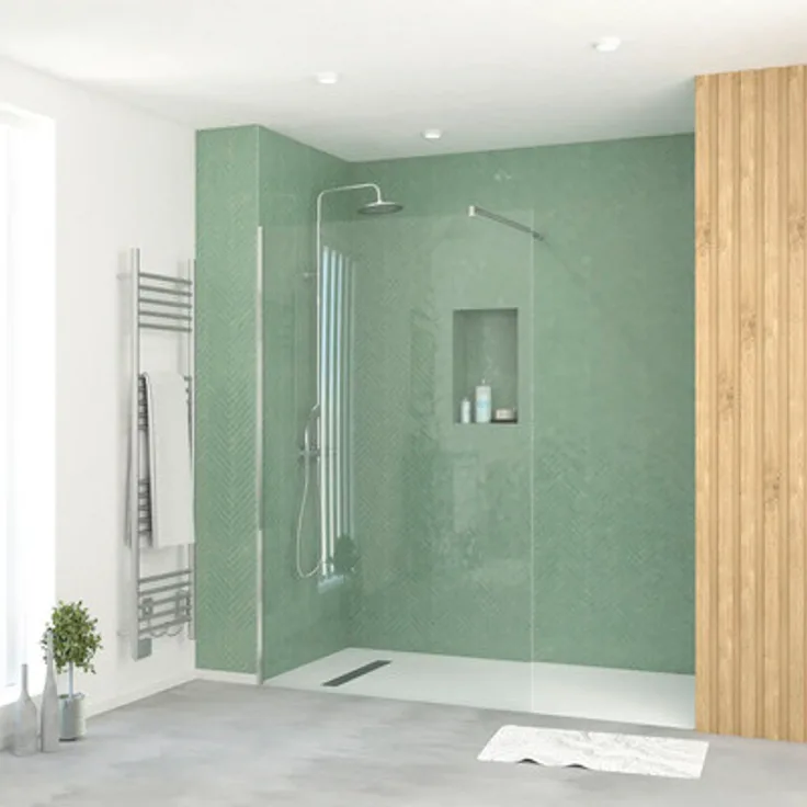 AURLANE FAC787, Design Walk-In Duschabtrennung aus 5mm Einscheibensicherheitsglas, Chrom, 1200 mm, barrierefreier Einstieg