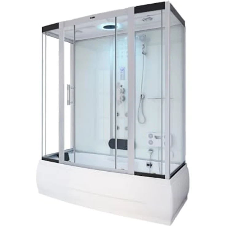 Home Deluxe Dampfdusche DIAMOND BIG Weiß - inkl. Radio, Regendusche und komplettem Zubehör - 190 x 100 x 220 cm, Dampfsauna, Badewanne, Whirlpool – Bild 1