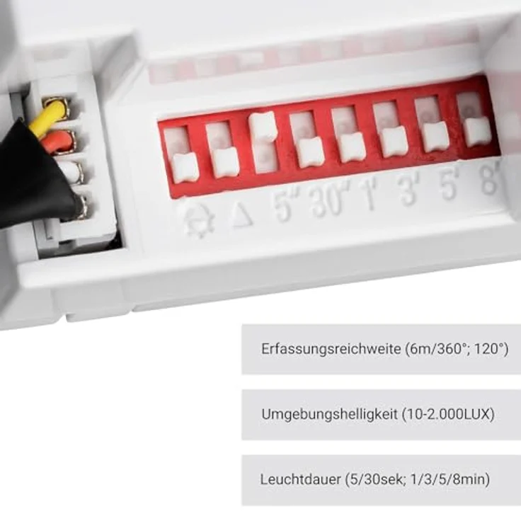 SEBSON Bewegungsmelder Mini Bewegungsmelder Unterputz programmierbar Infrarot LED geeignet – Bild 4