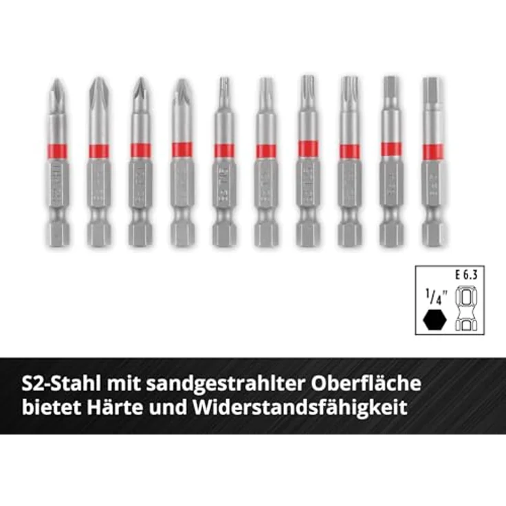 Einhell Bohrer- und Bitset EINHELL Bit-Set 10-teilig, S2-Stahl mit Karabinerhaken für Akkuschrauber und Bohrmaschinen – Bild 4