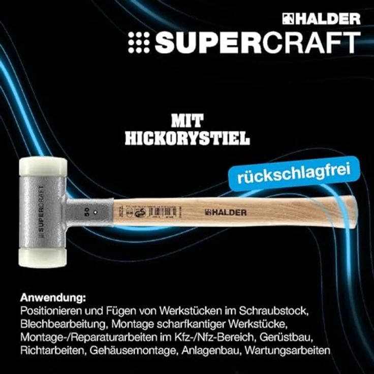 SUPERCRAFT-Schonhämmer, mit schwingungsdämpfendem, ergonomisch geformtem und lackiertem Hickorystiel | Ø=40 mm | 3366.040 – Bild 5