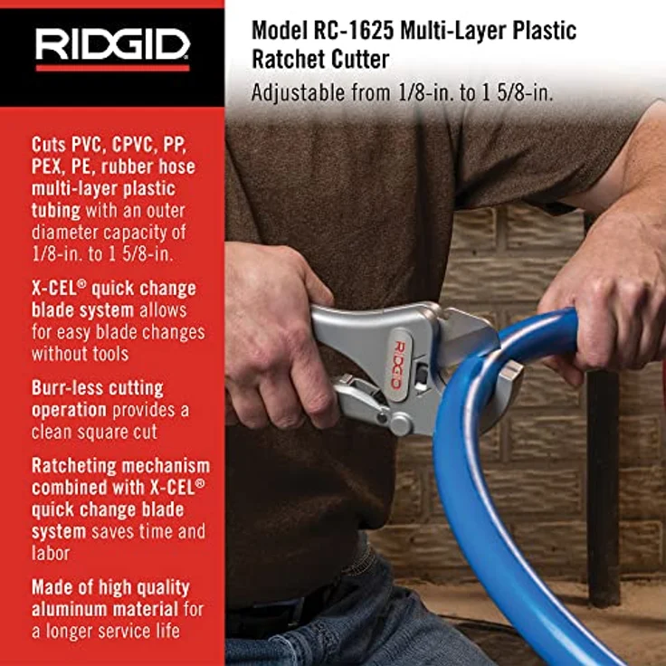 RIDGID 23498 Modell RC-1625 Ratschen-Rohrschere für Kunststoff, Kunststoffrohrabschneider von 3 mm bis 42 mm – Bild 2