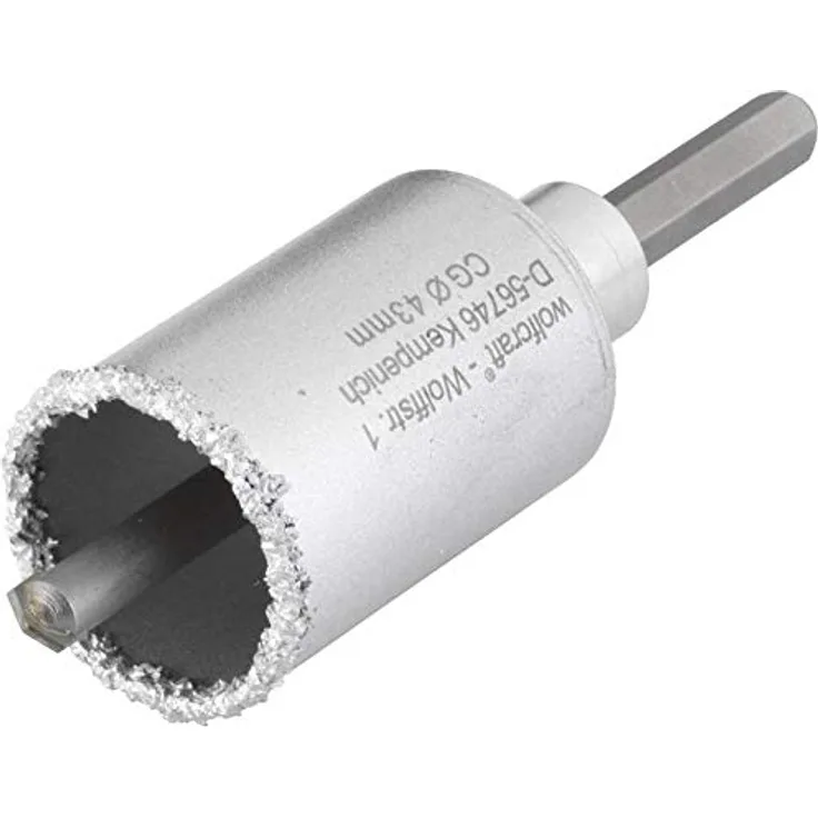 Wolfcraft Lochsäge Ø 43 mm Hartmetall, Bohrkranz mit 55 mm Schnitttiefe für Mauerwerk und Fliesen