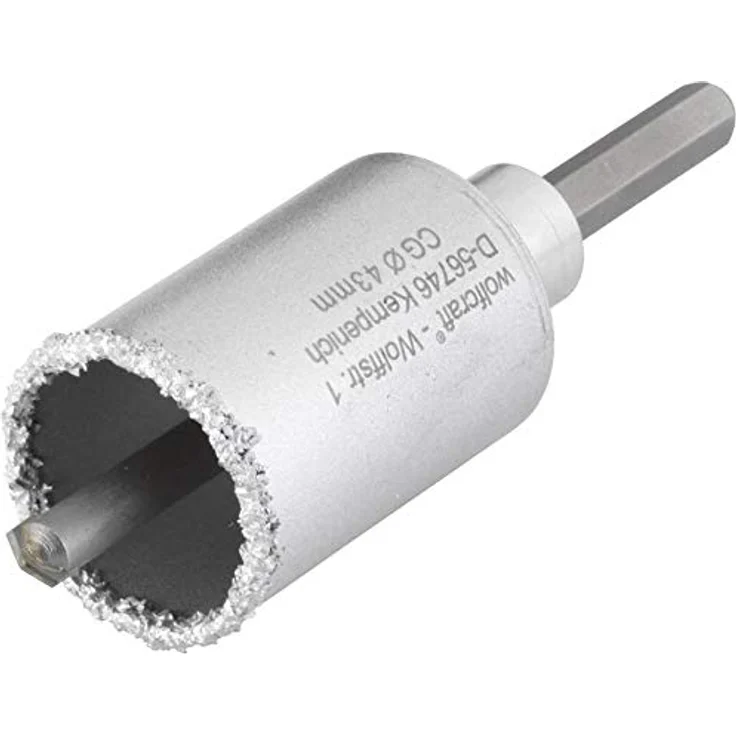 Wolfcraft Lochsäge Ø 43 mm Hartmetall, Bohrkranz mit 55 mm Schnitttiefe für Mauerwerk und Fliesen – Bild 1