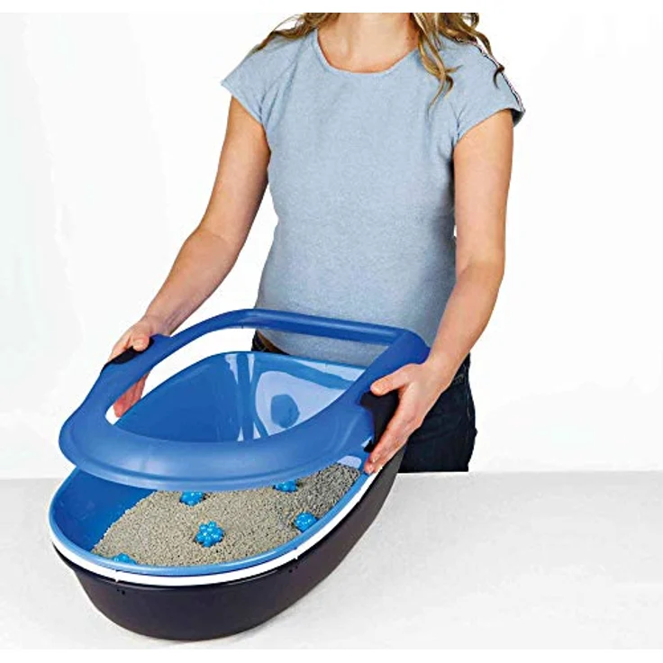 Trixie T40154 40154 Katzentoilette Berto, 39 × 22 × 59 cm, dunkelgrau/pastellblau/granit – Bild 2