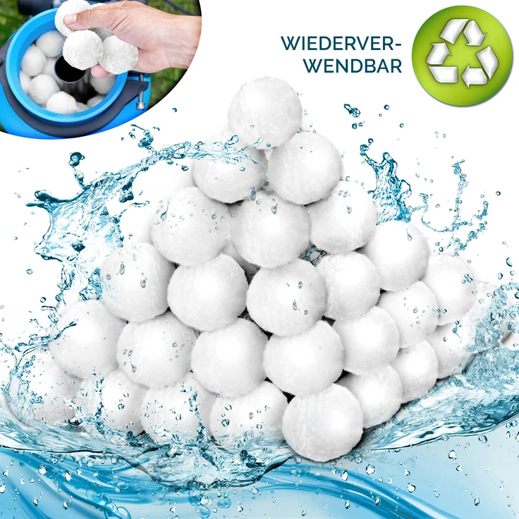 tillvex® Pool Filterbälle 700g | Ersetzen 25kg Filtersand für Sandfilteranlagen | Umweltfreundliche, langlebige Filter Balls mit 3D-Tiefenfiltration für glasklares Wasser