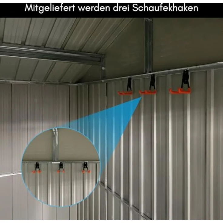 Albatros Profi Gerätehaus XXL, verzinktes Metall in Anthrazit (RAL 7016), 259x313x192cm, 15,5m³, inklusive Schloss & Werkzeughaken, wetterfest – Bild 8