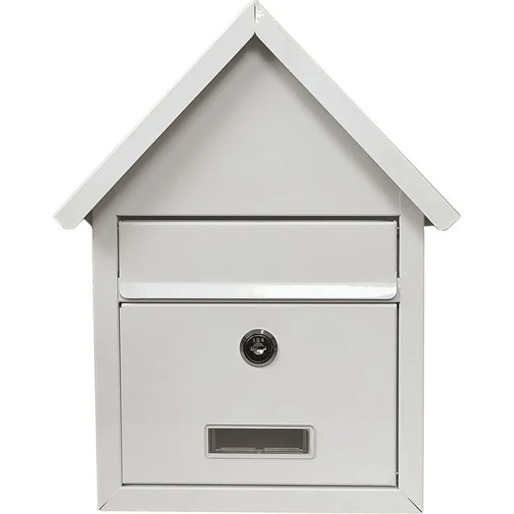 HTI-Living Briefkasten Amin, wetterfester Wandbriefkasten mit Spitzdach, Edelstahl, Weiß, 23 x 30 x 8 cm