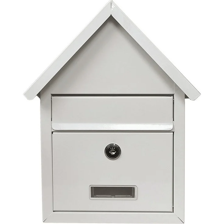 HTI-Living Briefkasten Amin, wetterfester Wandbriefkasten mit Spitzdach, Edelstahl, Weiß, 23 x 30 x 8 cm