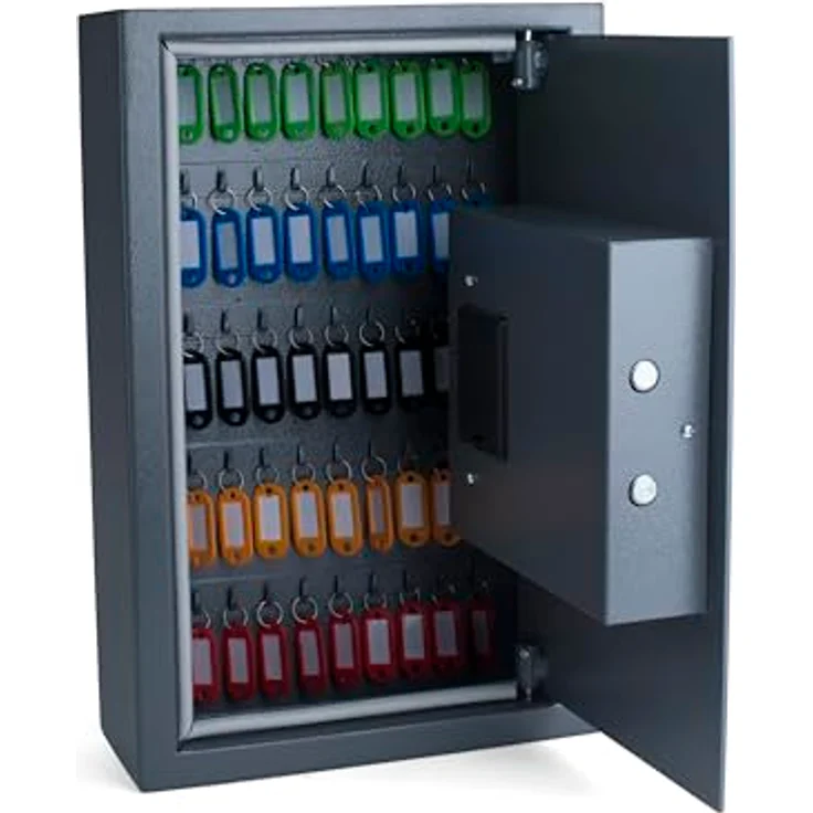 PAVO Robuster Outdoor-Schlüsselschrank 50 Schlüssel, Hochsicherheits-Elektronikschloss, grau, wasserdicht – Bild 3