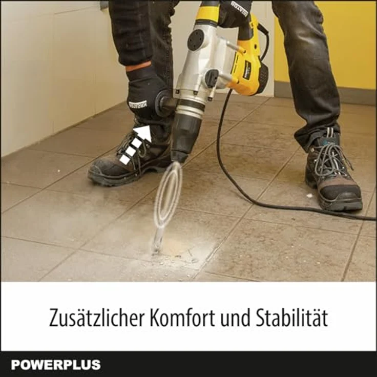 POWERPLUS Elektro-Schlagbohrmaschine POWX1179, 1600 W, Schlagbohren, Meißeln und Meißeldrehen, 9 J, SDS max, inkl. 3 Zubehörteile – Bild 4