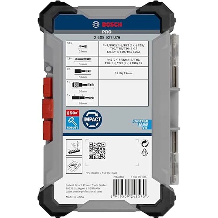 Bosch 33x PRO Impact Set, 33-tlg. (200 x 107 mm, schlagfester 1/4‑Zoll-Sechskantschaft) – Bild 4