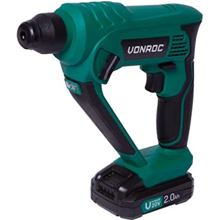 VONROC Akku-Bohrhammer VPower 20 V, 3-in-1 mit 2,0 Ah Akku und Ladegerät, 1,3 Joule, SDS-plus, inklusive Zubehör und Werkzeugtasche – Bild 2