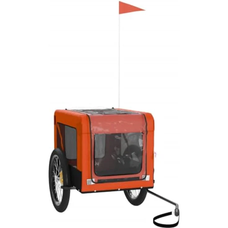 vidaXL Hunde-Transportbox Fahrradanhänger Orange Schwarz Oxford-Gewebe Eisen 45 kg Tragfähigkeit – Bild 5