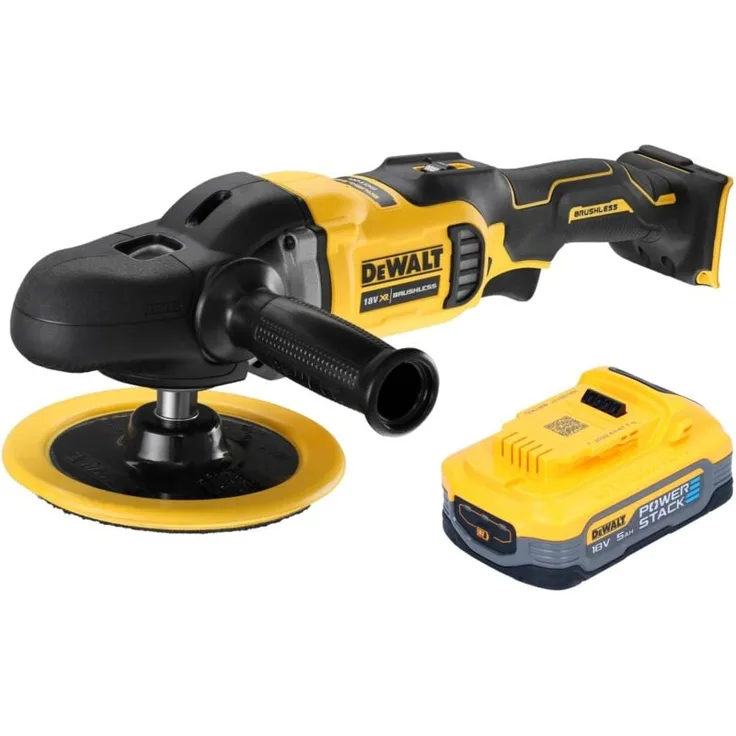 Dewalt DCM 849 N Akku Exzenter Poliermaschine, 18 V, 180 mm, Brushless, inkl. 5,0 Ah Powerstack Akku, ohne Ladegerät