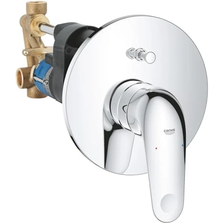 GROHE Swift Badewannenarmatur Unterputz, Duscharmatur mit Auto-Umstellung Wanne/Brause, integriertes Rücklaufventil, chrom, 24336001 – Bild 1