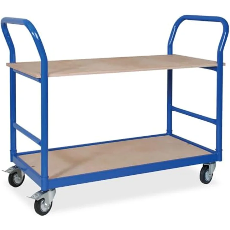 BRB-Lagertechnik Tischwagen 1130x500x890 mm, stabiler Transportwagen mit 4 Lenkrollen und Tragkraft bis 250 kg, blau