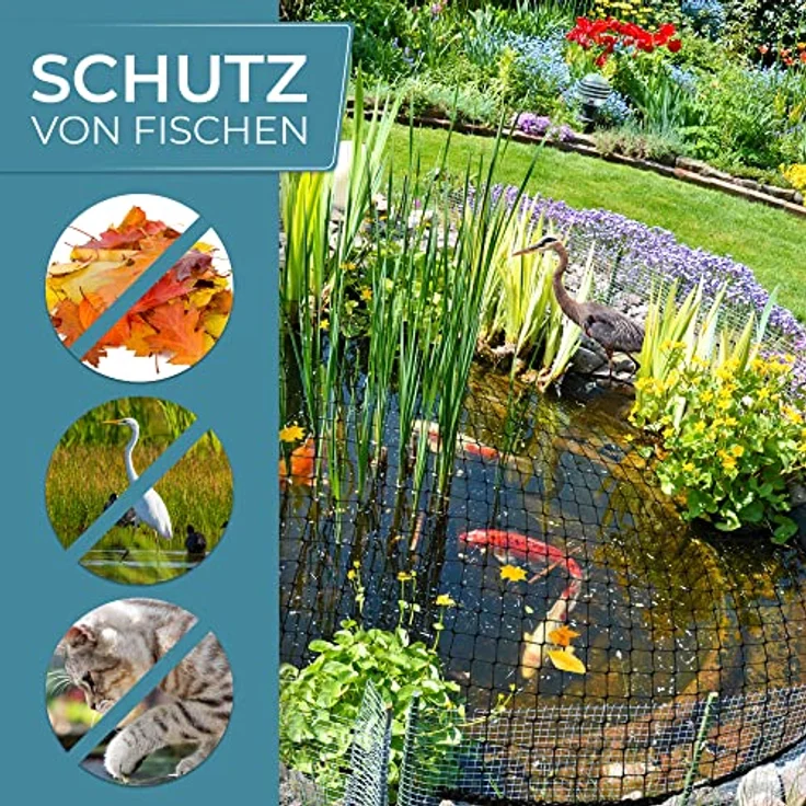 Xcelenze Teichnetz 4x10m, feinmaschig (18x18mm), robust, witterungs- & UV-beständig, Schwarz | Vogelnetz, Laubnetz, Obstbaumnetz, Taubennetz, geeignet für Garten & Balkon – Bild 5