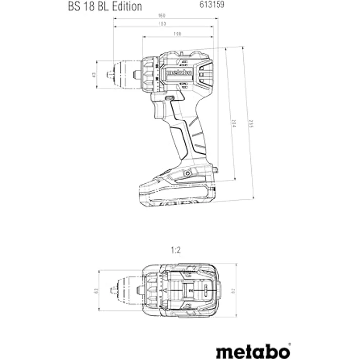 Metabo Akku-Bohrschrauber BS 18V BL BlackEdition, bürstenlos mit 4,0Ah Akku und Ladegerät, inkl. Schnellspannbohrfutter und LED-Arbeitslicht – Bild 2