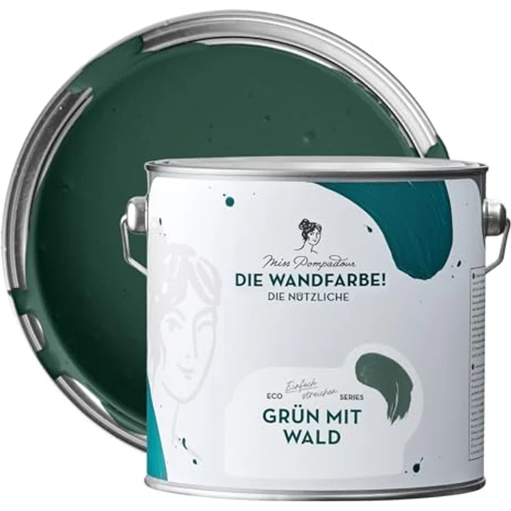 MissPompadour Wandfarbe Grün mit Wald, abwaschbare Wandfarbe, hohe Deckkraft, 2,5 L, scheuerbeständig, wasserbasiert – Bild 1