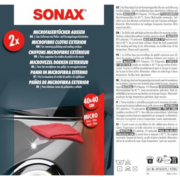 SONAX 04162410 Microfasertücher Außen (2 St.) 2 Stück - Preisvergleich – Bild 2