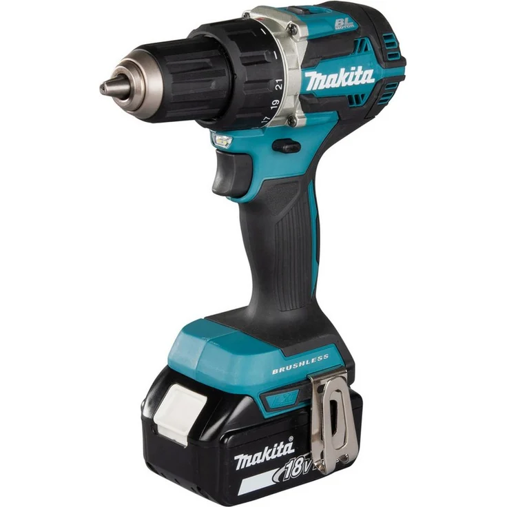 Makita Akku-Bohrschrauber 18V, kompakt, bürstenloser Motor, LED-Licht, inkl. 2 Akkus – Bild 1