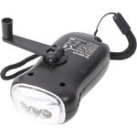 AccuCell LED Taschenlampe Dynamo Taschenlampe mit 3 LED, mit Ladekurbel, mit Solarladefunktion, 20 Lumen, schwarz