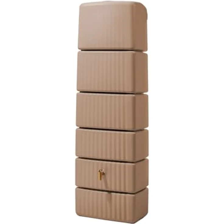 4rain Slim Wandtank 330 Liter Taupe - Regentonne mit Platzsparendem Design, Hochwertigem Material und Praktischen Anschlüssen – Bild 2