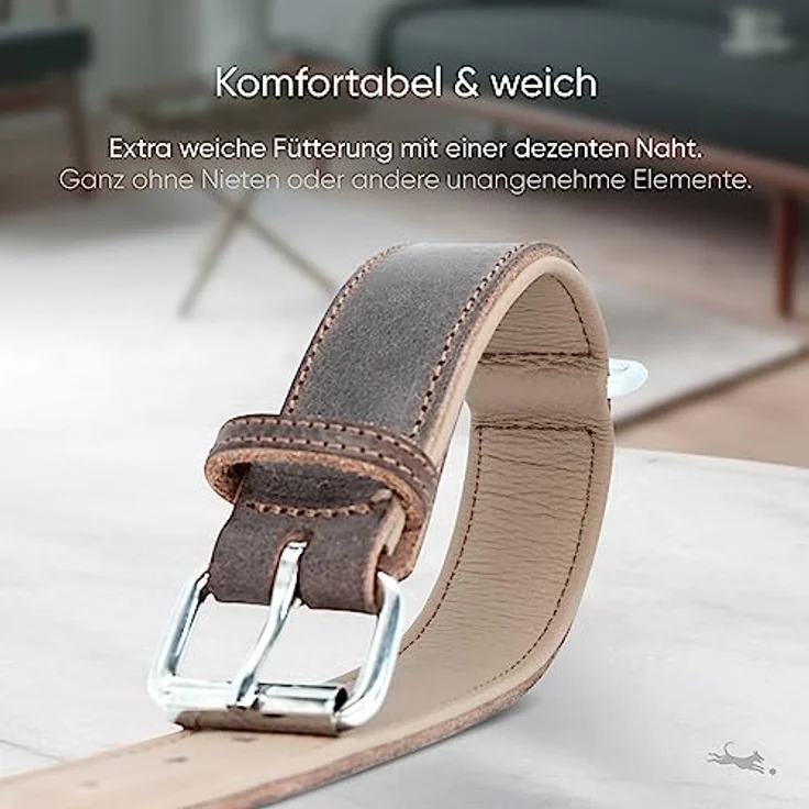 FREUDENTIER® Hundehalsband aus Leder, Made in Holland, gefüttert & super komfortabel, hochwertiges breites Lederhalsband aus zertifiziertem Vollnarbenleder, Model Amstelpark (25.5-33.5cm Halsumfang) – Bild 4