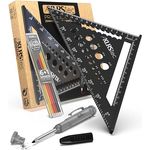 KLRS KLRStec Professional Zimmermannswinkel Set – Multifunktionswinkel inkl. Tieflochmarker, Metall Messwinkel Werkzeug-Set in Grau