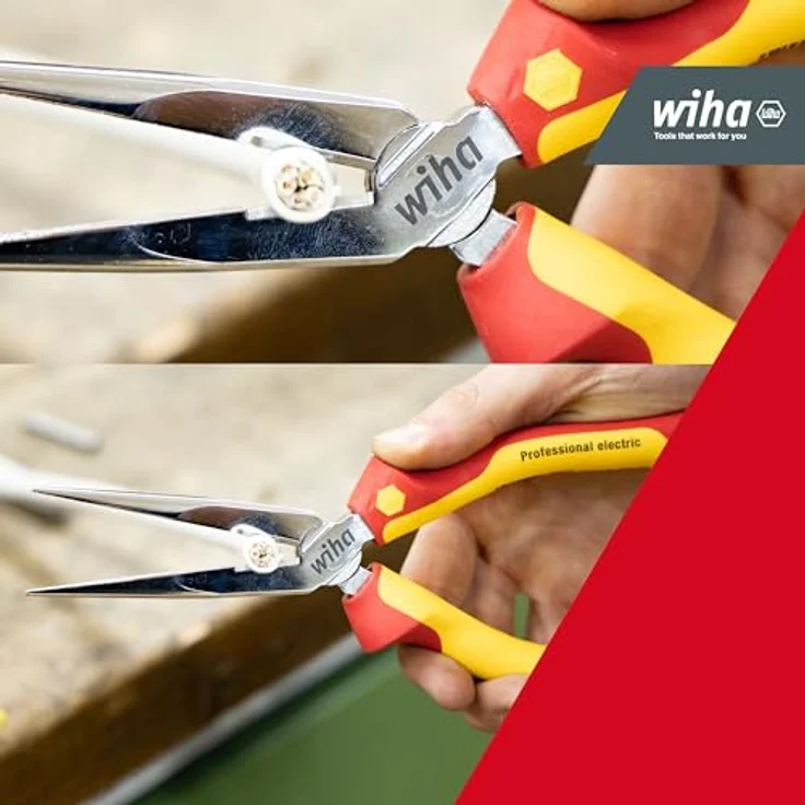 Wiha Flachrundzange Professional electric mit Schneide gerade Form (26720) 160 mm Zange für Elektriker, VDE geprüft, stückgeprüft, stabil und robust – Bild 3