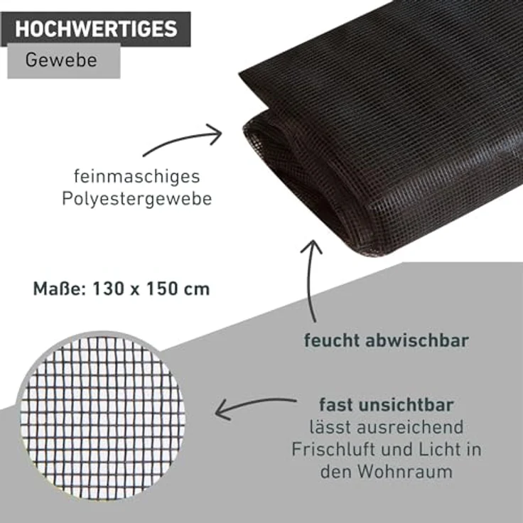 Windhager, Fliegengitter für Fenster, Standard, 130x150cm (ANTHRAZIT) – Bild 3