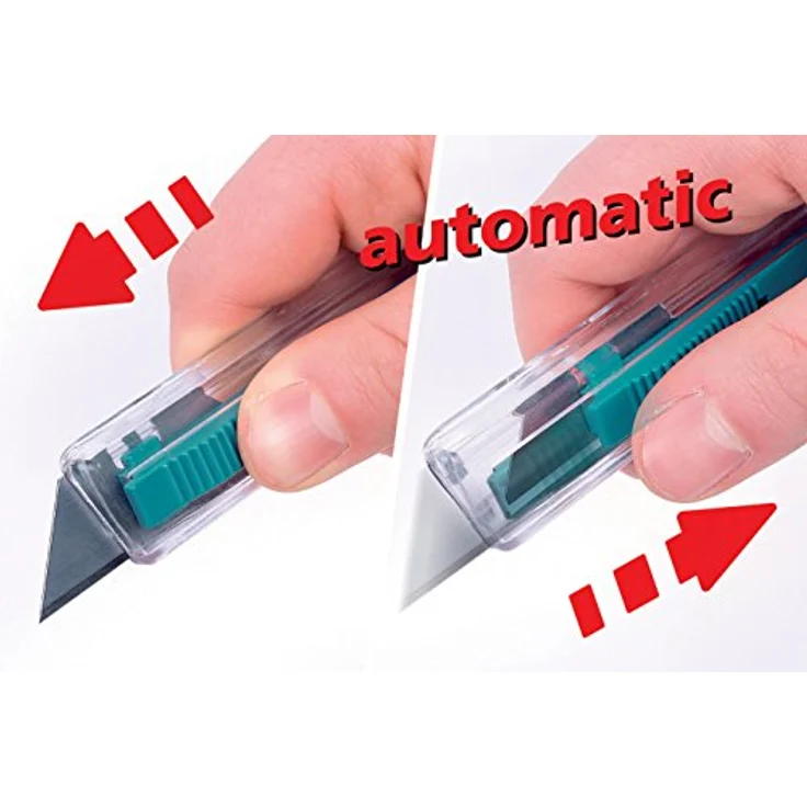 Wolfcraft 4135000 1 Sicherheitsmesser aus Kunststoff mit einziehbarer Klinge, inkl. einer Trapezklinge – Bild 6