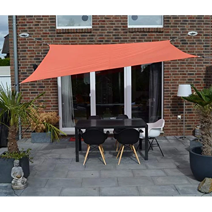 Floracord 06-77-07-39 Vierecksonnensegel mit Regenschutz 2,5 x 3 m inklusive Zubehör mit dauerelastischen Spanngurten, Terracotta, orange – Bild 1