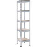 SCHULTE Regalwelt Schwerlastregal mit 5 Holzböden, 180x40x40 cm (HxBxT), Traglast pro Ebene ca. 90 Kg, verzinkt, Lagerregal, Kellerregal, Werkstattregal, Steckregal