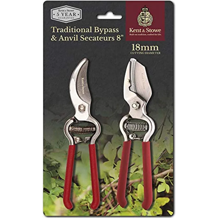 Kent & Stowe Traditionelle Bypass- und Amboss-Gartenschere, Duell-Pack
