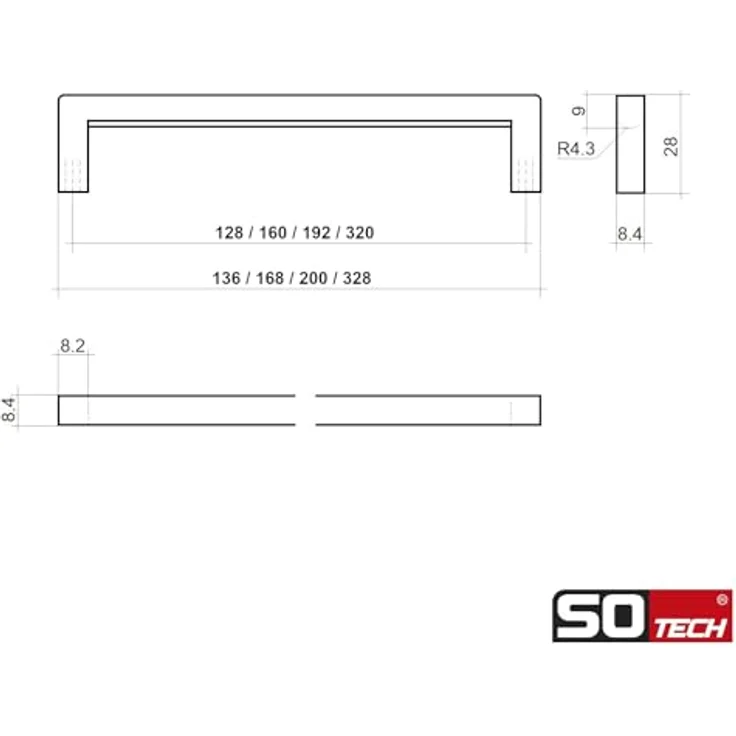 SO-TECH Möbelgriff BLACKLINE IX, schwarzer matt Bügelgriff, 10 Stück mit Bohrlochabstand 160 mm – Bild 5