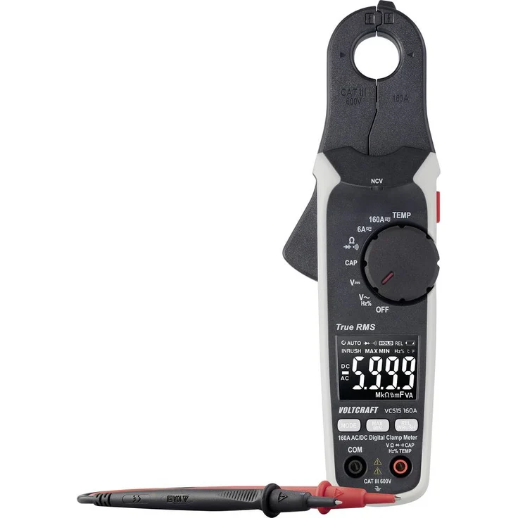 VOLTCRAFT VC515, 160A Stromzange mit 1mA Auflösung, CAT III 600V, hochpräzise für Gleichstrom und Wechselstrom, 6000 Counts Display