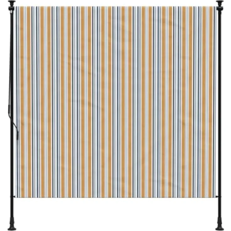 vidaXL Außenrollo, Senkrechtmarkise mit Kurbel, Einziehbarer Sichtschutz für Terrasse Balkon, Sonnenschutzrollo, Gelb Weiß 150x270cm Stoff Stahl – Bild 3