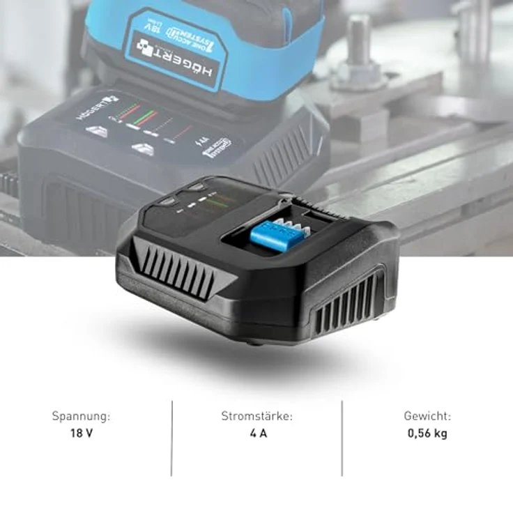 HÖGERT TECHNIK Akku-Bohrschrauber Set 18V, 50 Nm Drehmoment, 2,0 Ah Akku, 4A Ladegerät, Metallgetriebe, LED-Beleuchtung, Auto Lock Bohrfutter, für Holz und Metall – Bild 14