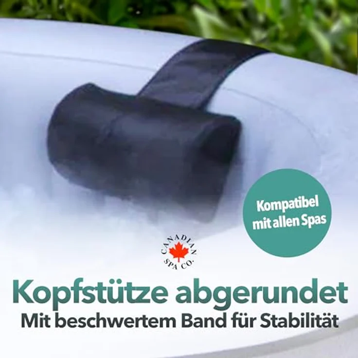 Canadian Spa GmbH Whirlpoolsitz Kopfstütze, Rund, beschwert, schwarz, 29 cm lang, 14 cm breit, universell für jeden Whirlpool – Bild 2