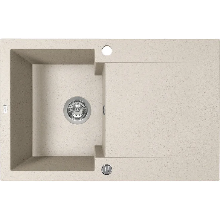 Kuchinox CHICHI Granitspüle, 1 Becken mit Abtropffläche, beige, 480x740x194 mm, hitzebeständig und kratzfest