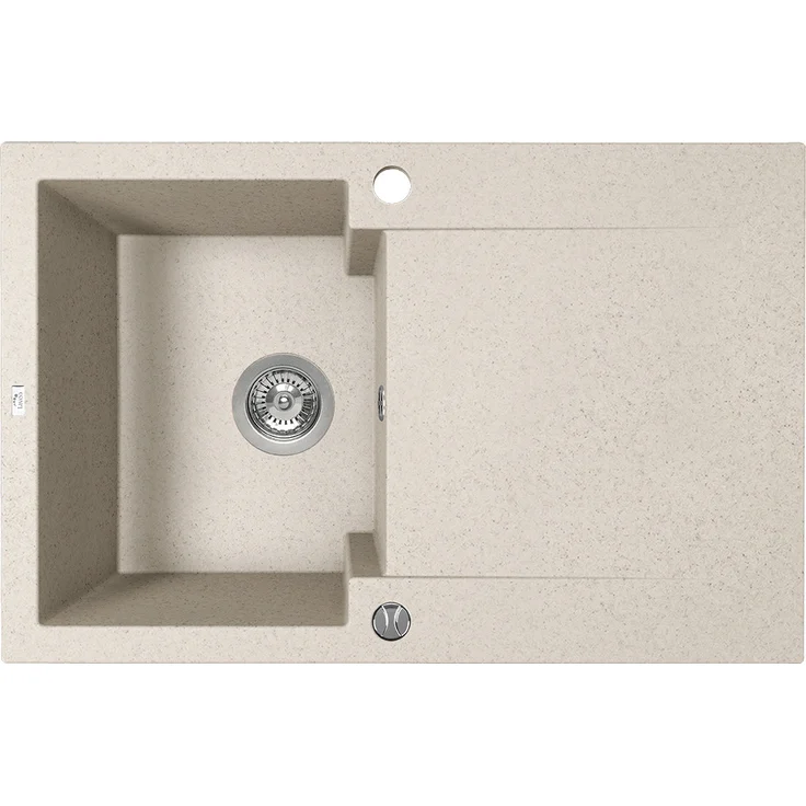 Kuchinox CHICHI Granitspüle, 1 Becken mit Abtropffläche, beige, 480x740x194 mm, hitzebeständig und kratzfest
