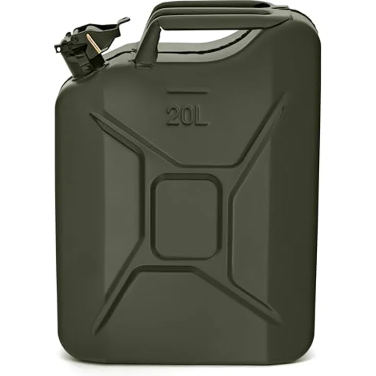 BW® Benzinkanister Metall 5x 20 Liter, Kraftstoffkanister Bronzegrün RAL 6031-F9, TÜV-geprüft, UN-zugelassen, 0,9mm Stahl für Benzin, Diesel, E10, 2-Takt – Bild 4